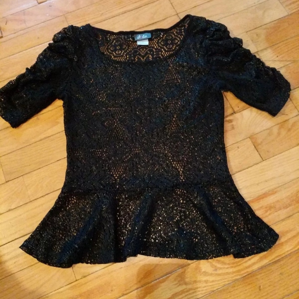 Black lace cropped peplum